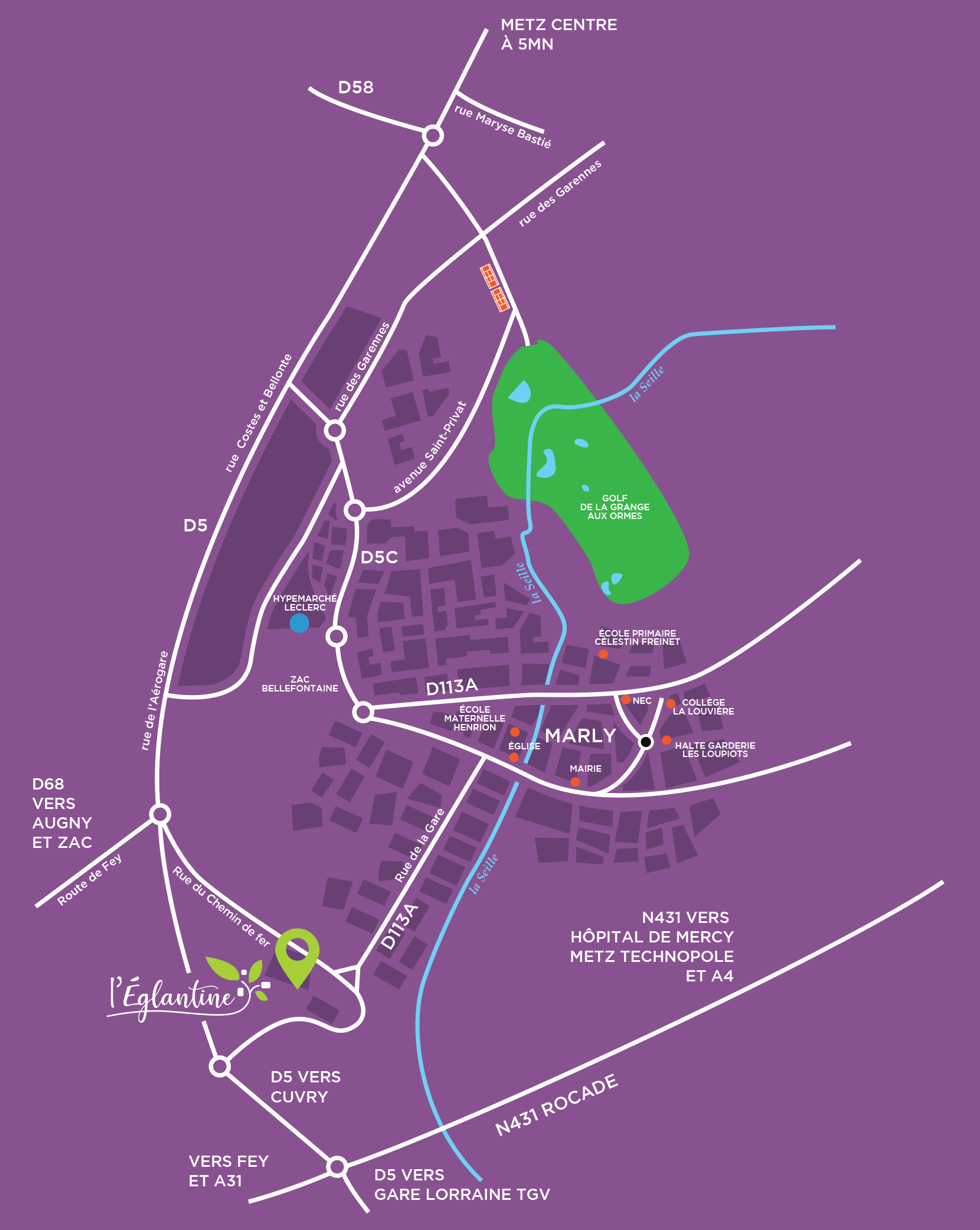 Staff Aménagement et Promotion - Les Hameaux de la Roseraie - Appartements neufs et maisons individuelles neuves à Marly - Plan de situation
